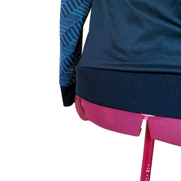 PUMA Kids Track Jacket Size Large 14-16 Black Teal Orange Logo Pattern Full Zip - Picture 9 of 10